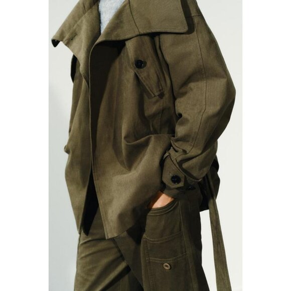ZARA BELTED COTTON TRENCH COAT - Picture 3 of 9